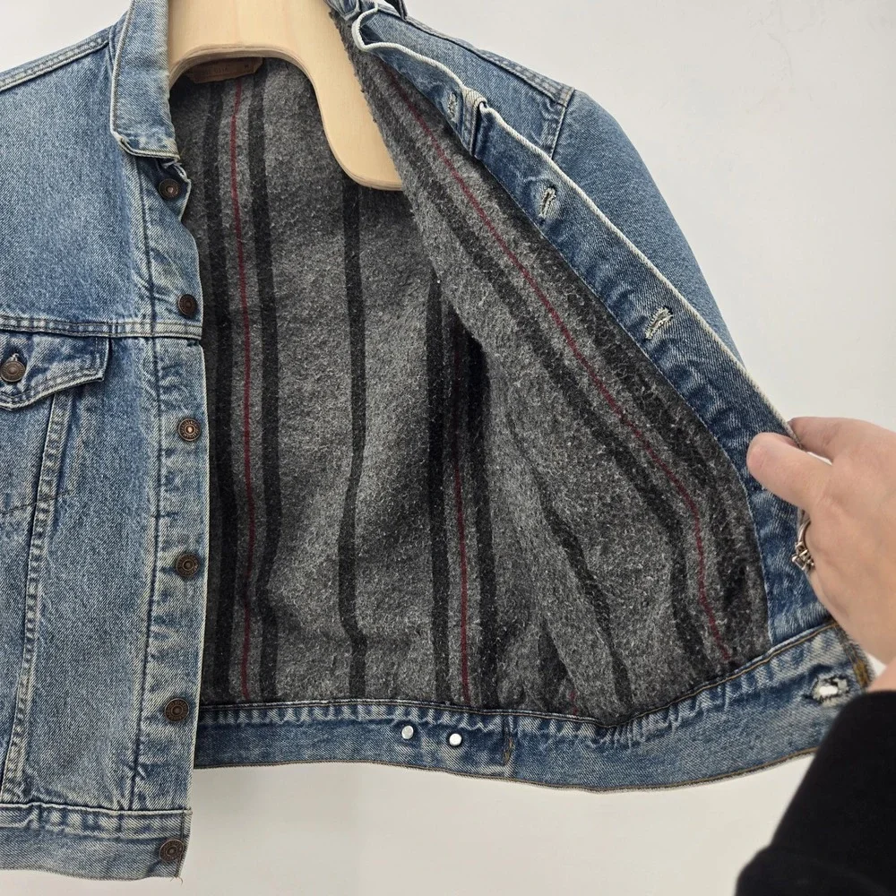 Vtg Levis Jacket Denim Trucker 80s 90s 70507-0314 USA Distressed Fade Blanket M